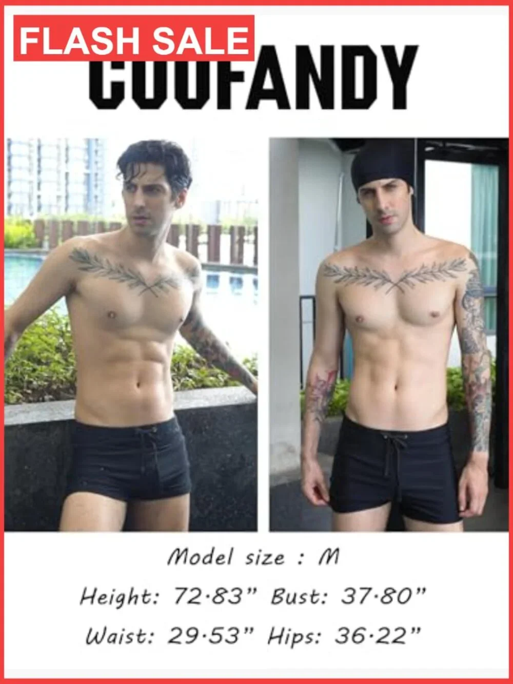 Men's Square Leg Swim Brief Quick Dry Trunks with Pocket S-XXL